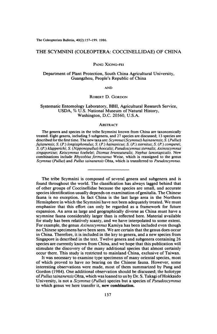 The Scymnini (Coleoptera: Coccinellidae) of China